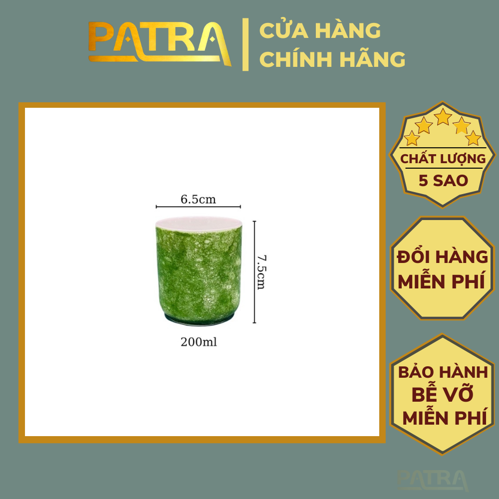 Cốc sứ, ly sứ men đá Bát Tràng hình trụ, cốc uống nước không quai 200ml nhiều màu lựa chọn
