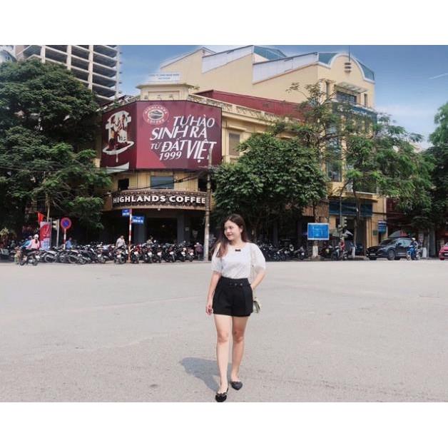 Quần short nữ kèm belt siêu đẹp quần sooc nữ chất tuyết mưa đứng from thời trang Banamo Fashion, short kèm belt đen 632