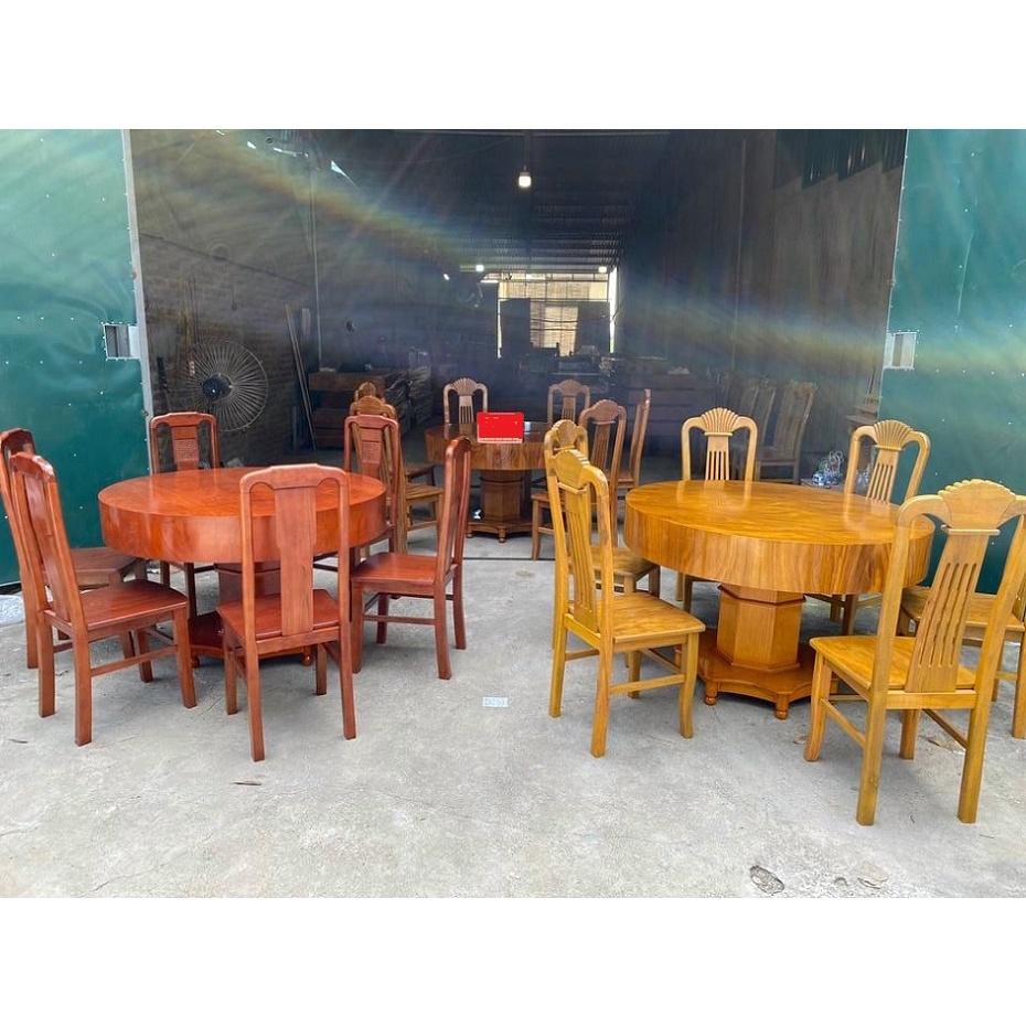 Bộ bàn ghế ăn bàn tròn 6 ghế gỗ hương vân nam phi