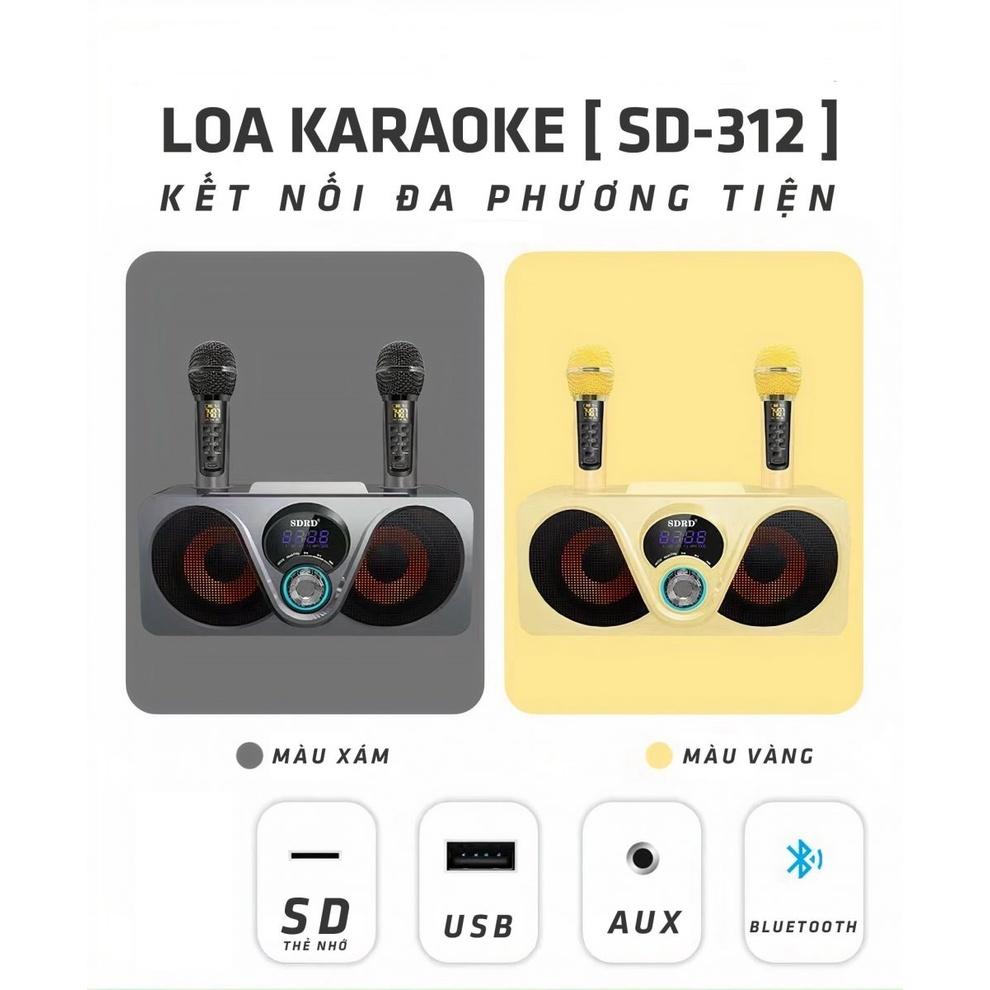 Loa Karaoke Bluetooth Mắt Cú Sd-312 Mới Nhất Cực Hay Kèm 2 Micro Không Dây Có Màn Hình LCD