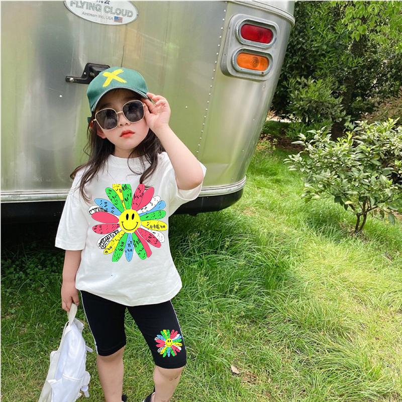 Bộ cộc tay bé gái 30kg-50kg Set bộ cotton bé gái 5 tuổi-14 tuổi 15-45kg KIDS GENZ