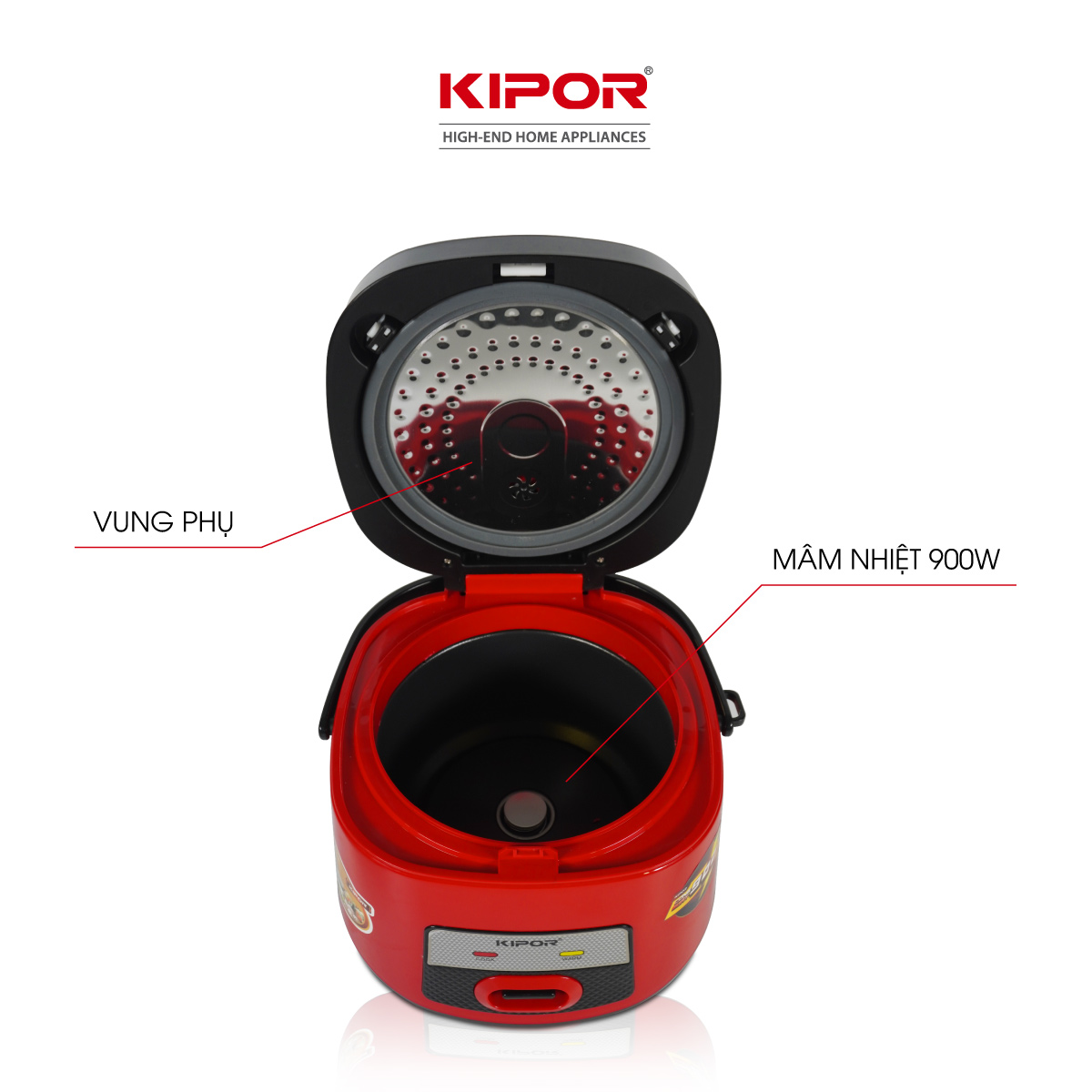 Nồi cơm điện KIPOR KP-N86918 - 1.8L - Lớp chống dính TEFLON cao cấp, lòng nồi niêu - Lòng nồi dày 3mm 1kg - Hàng chính hãng