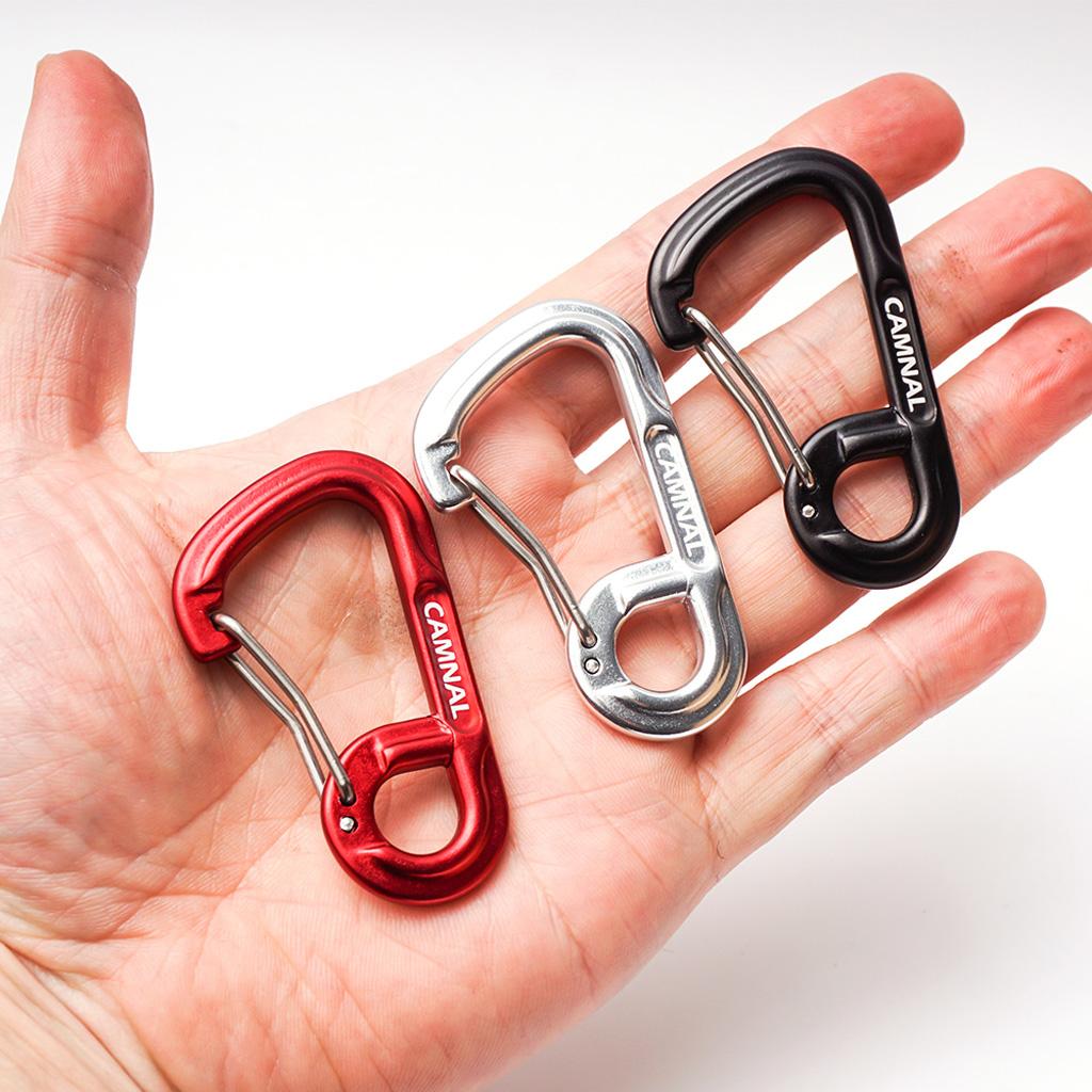 2Pcs Aluminum Alloy Key Buckle Snap Spring Clip Hook Carabiner Keychain Black