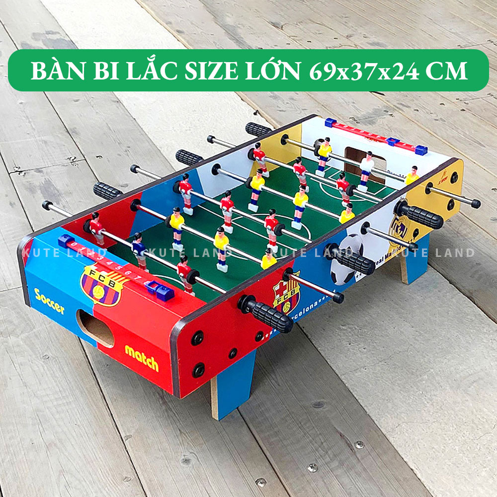 Bàn bi lắc bóng đá đội Real &amp; Barca bằng gỗ 69x37x24 cm size lớn nhiều màu sắc