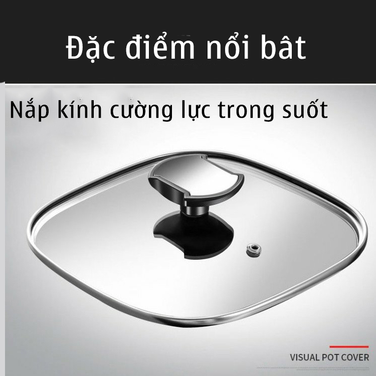 Bếp Nướng Điện Bếp Lẩu Nướng Không Khói Chống Dính Kèm Nắp Kính Cường Lực Không Gây Hại Công Suất 1500W