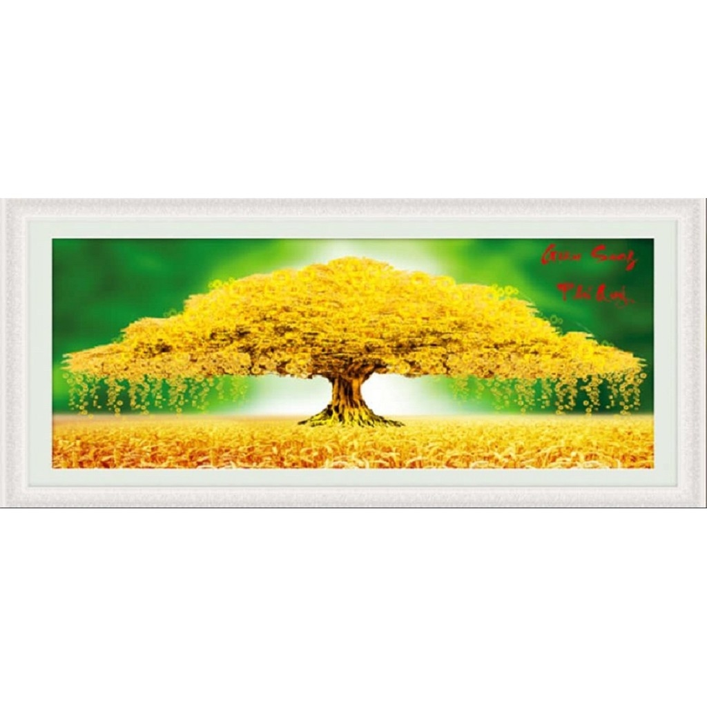 TRANH THÊU 3D GIÀU SANG PHÚ QUÝ 100x44cm -TỰ THÊU