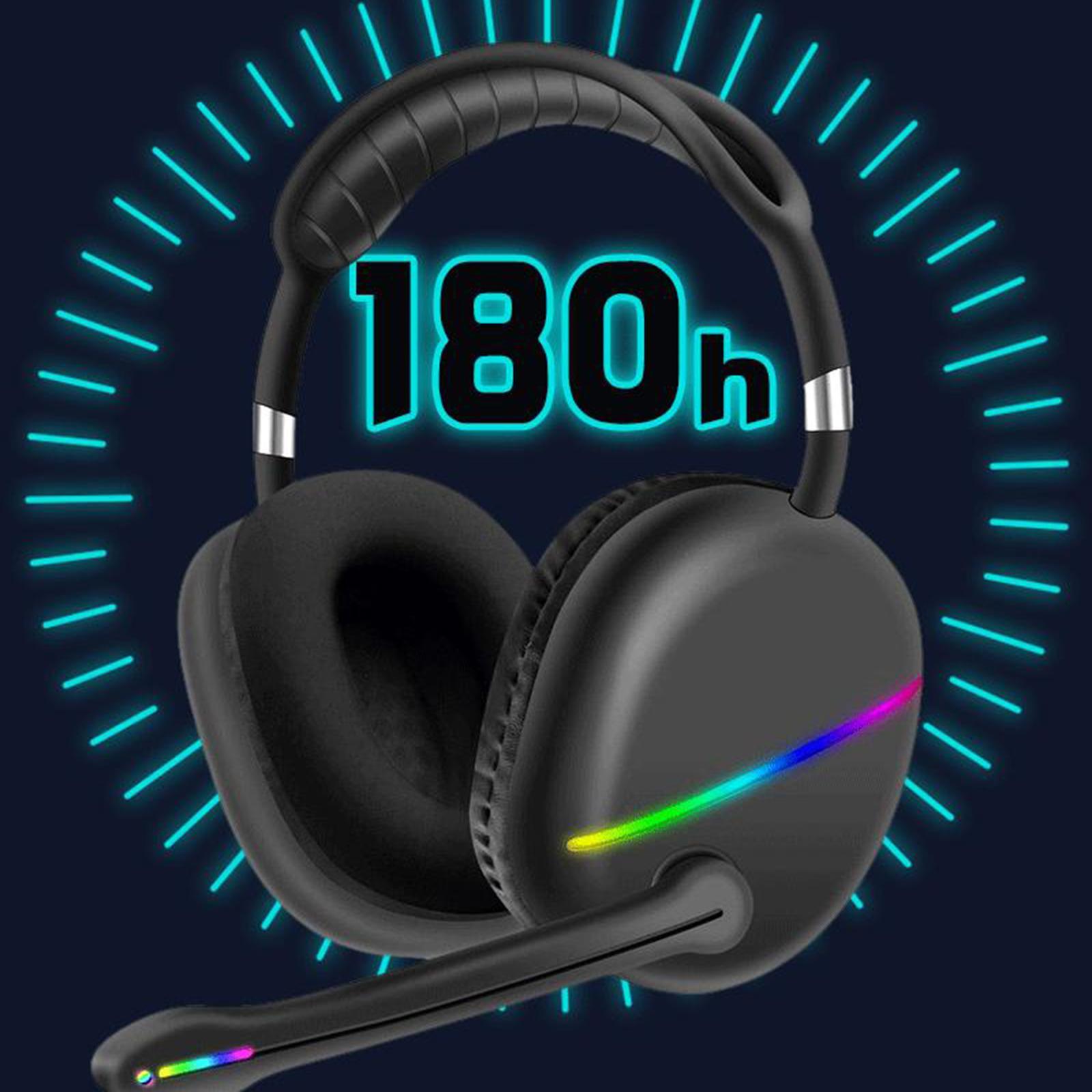 2 Bluetooth 5.1 Headphones with Microphone, RGB Lights, HiFi Low Latency Computer