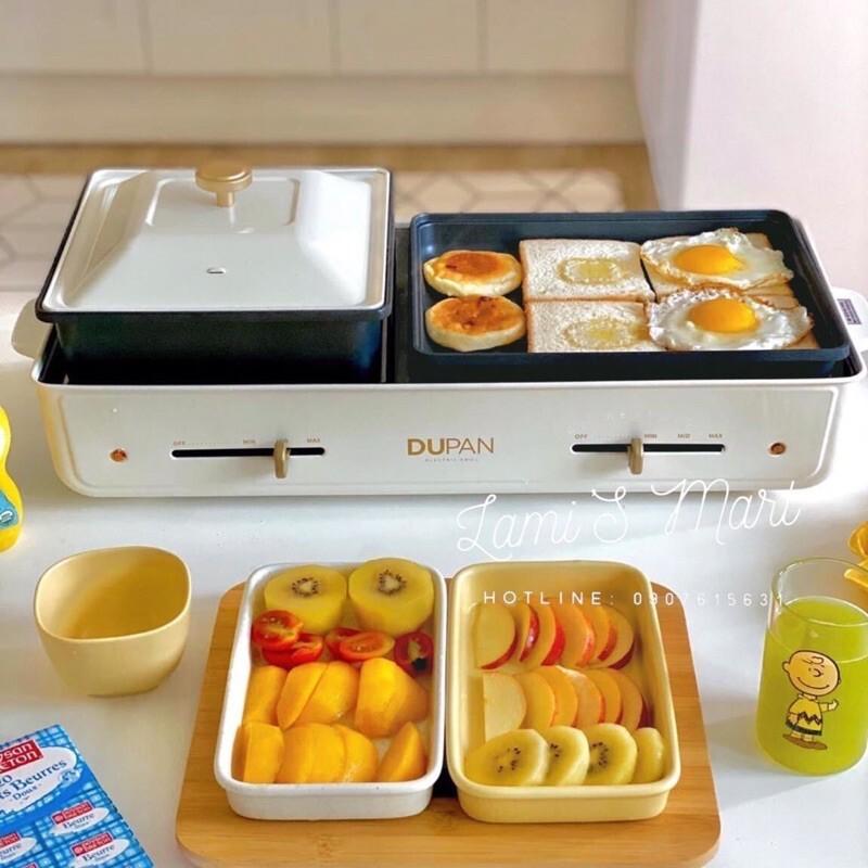 Bếp Lẩu Nướng Điện Đa Năng 2in1 Dupan Nhập Hàn, Nồi Lẩu Nướng 2 Ngăn Chống Dính, Công Suất 2000W, BH 12 Tháng