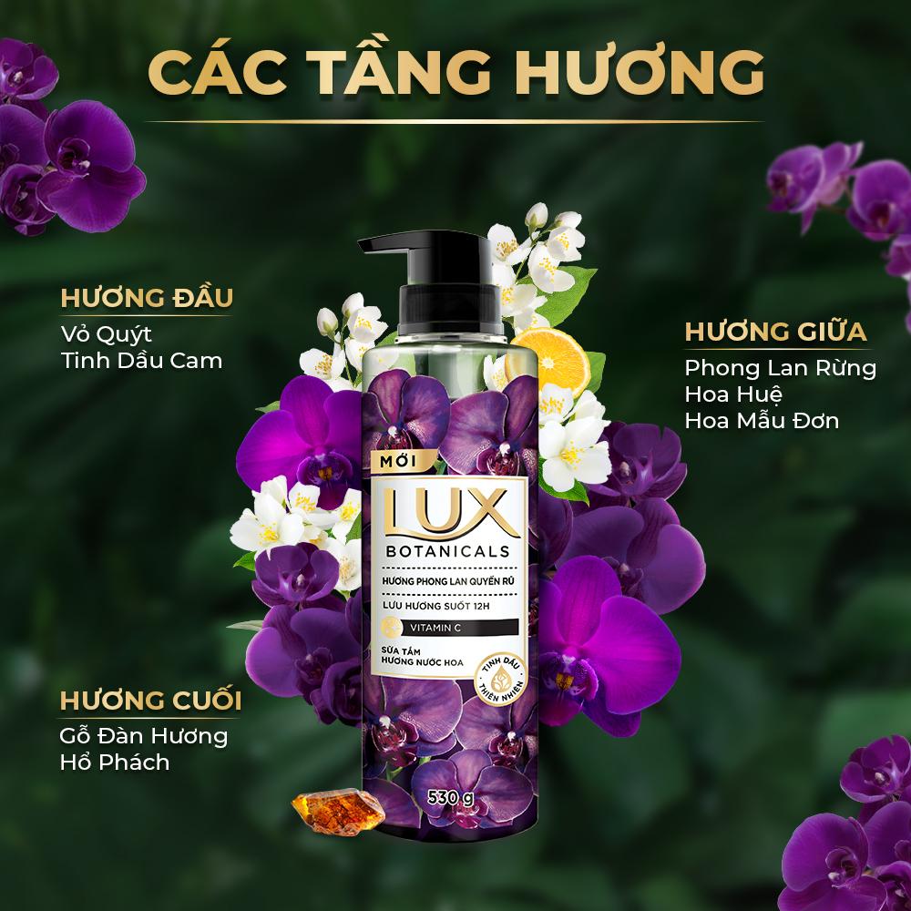 Combo Sữa Tắm Nước Hoa Lux Botanicals Hương Phong Lan Quyến Rũ Lưu Hương 12H 540g X2