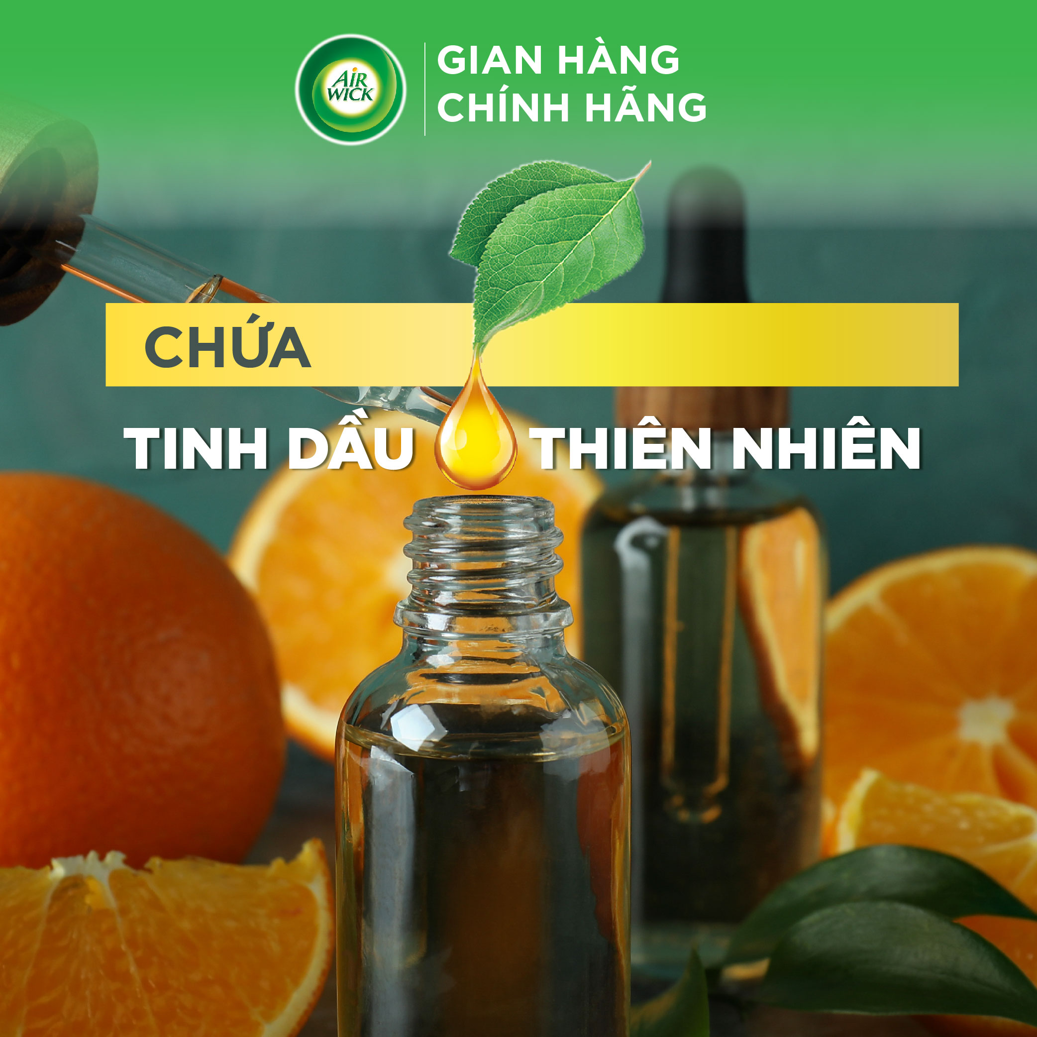 Chai xịt thơm phòng hương cam quýt AIRWICK hương thanh mát, vòi xịt thông minh giúp tỏa hương dễ dàng 300ml