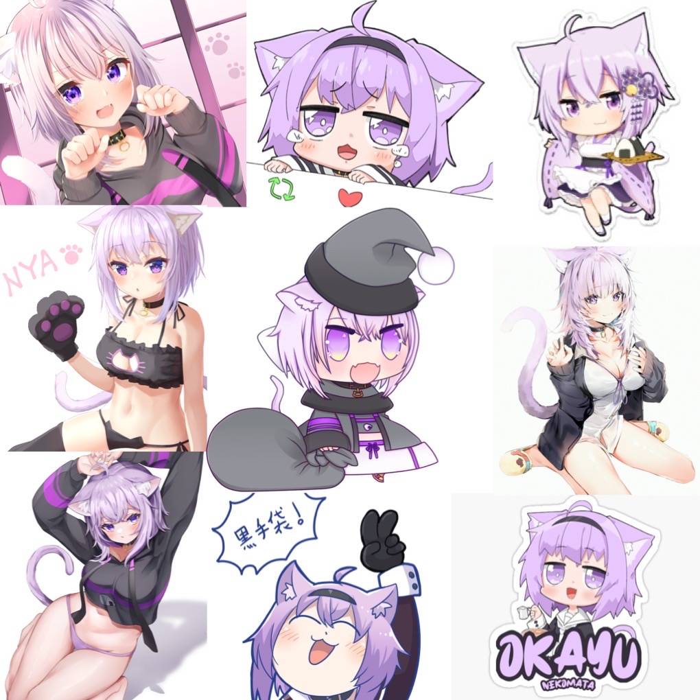 Sticker okayu Hololive 30-60 hình ép lụa khác nhau/ Hình dán okayu Hololive