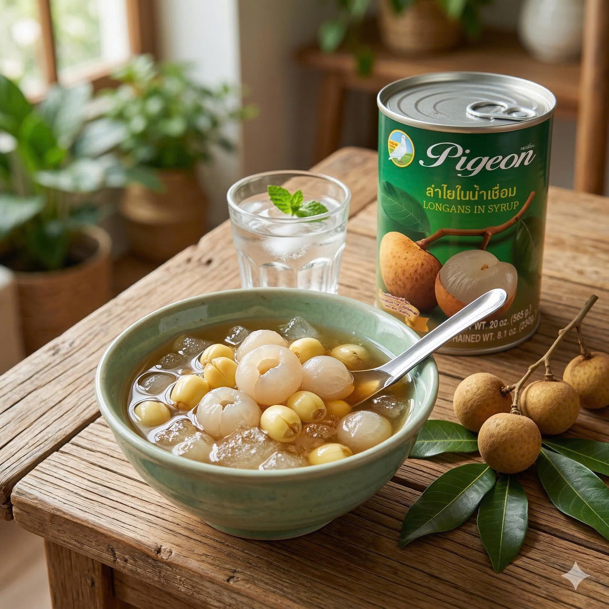 Trái Nhãn Ngâm Nước Đường Pigeon 565 g - Nhập Khẩu Thái Lan | Pigeon Brand Canned Longans In Syrup 565 g