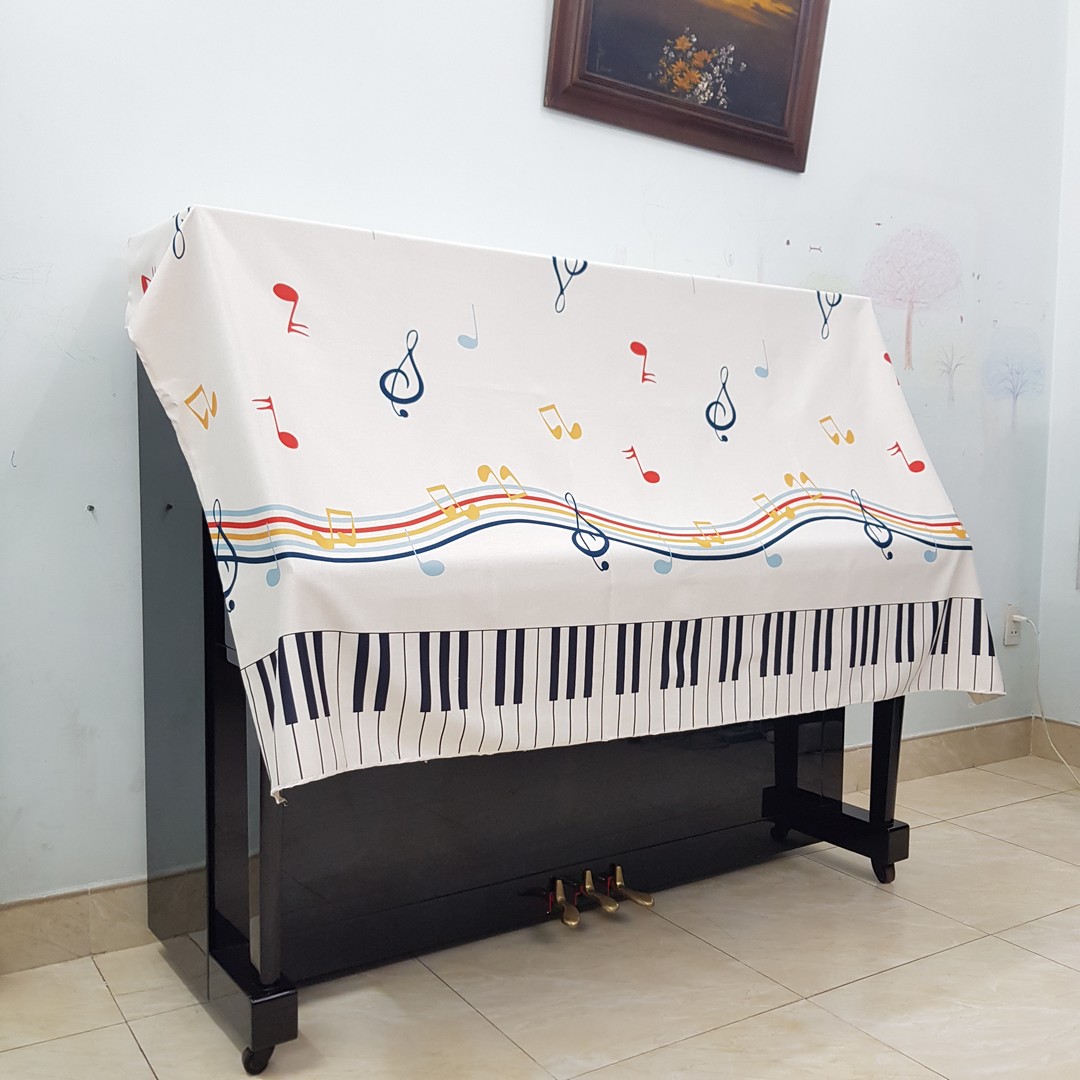 Khăn phủ đàn Piano mẫu lửng họa tiết âm nhạc