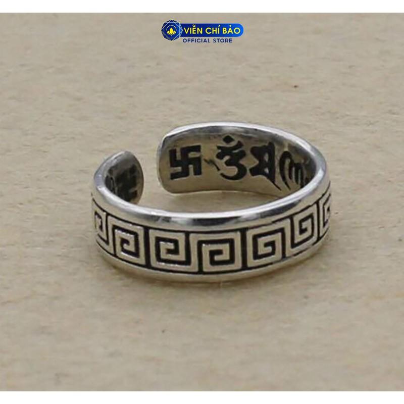 Nhẫn bạc nam khắc lục tự chữ vạn hở chất liệu bạc Thái thương hiệu Viễn Chí Bảo N101242