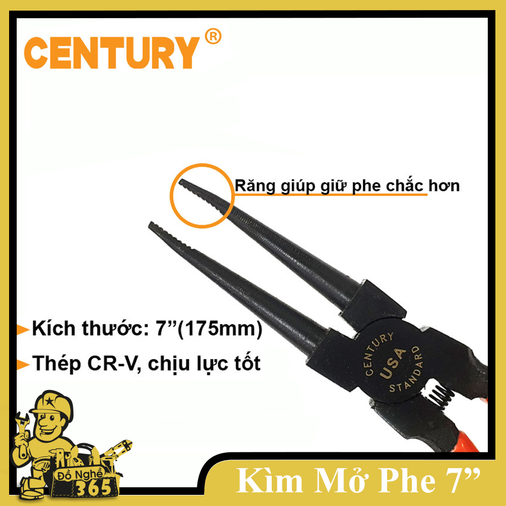 Kìm mở phe Trong 7&quot; (175MM) Mũi Thẳng CENTURY