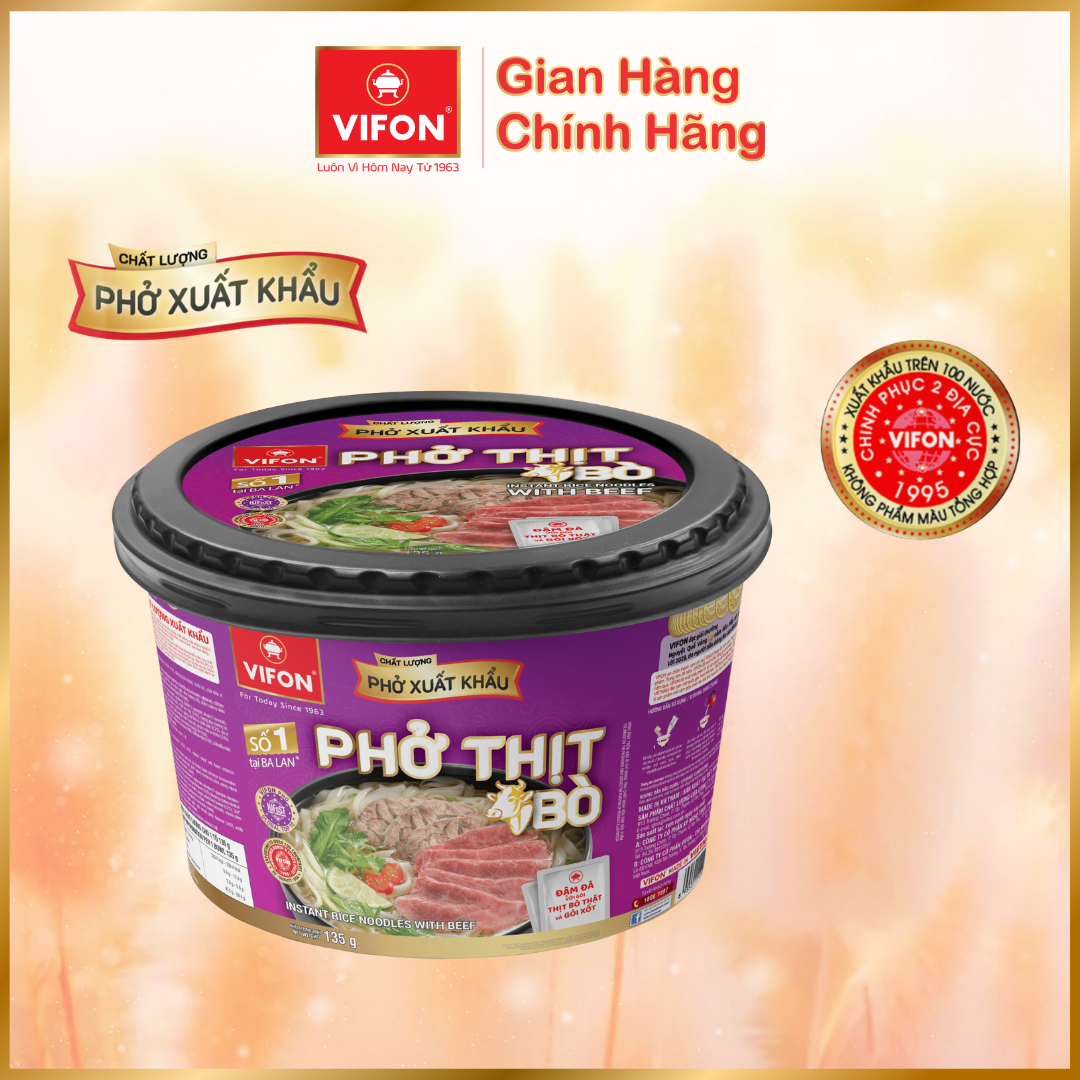 Thùng 12 tô Phở bò/ gà VIFON Chất lượng xuất khẩu 135g/tô