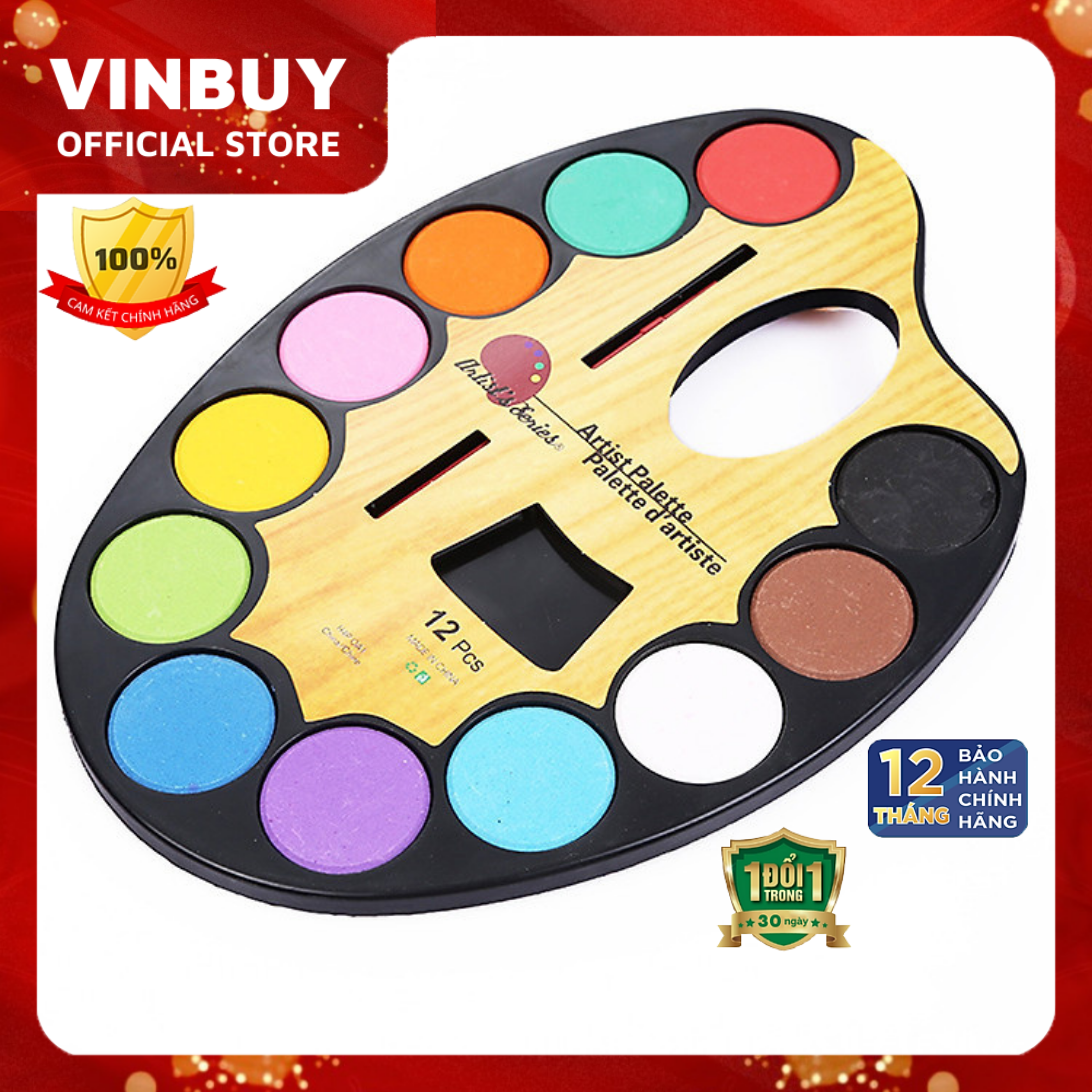 Bộ Palette 12 Màu Nước Water Color Cao Cấp Size Nhỏ/Vừa/Lớn Tặng Bút Lông Cọ Vẽ Pha Màu Tiện Dụng - Bộ Palette Màu Nước Chuyên dụng Tiện Dụng 12 Màu Sắc Chất Lượng Vượt Trội - Hàng Chính Hãng VinBuy