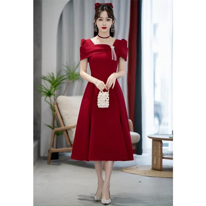 FREESHIP Siêu Xinh Đầm Váy Maxi Dự Tiệc Ngắn Tay Có Kèm Phụ Kiện Đính Đá KIMGIA DS