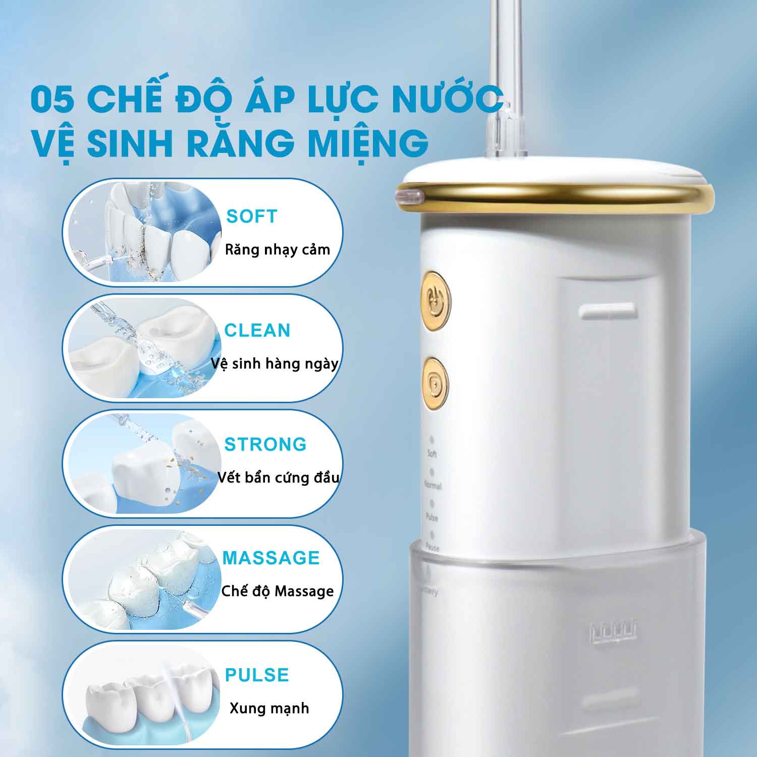 Máy tăm nước du lịch cao cấp WaterPush CY-1000 New Version - Siêu nhỏ gọn - Máy lỗi đổi mới nguyên seal 1 năm tận nhà