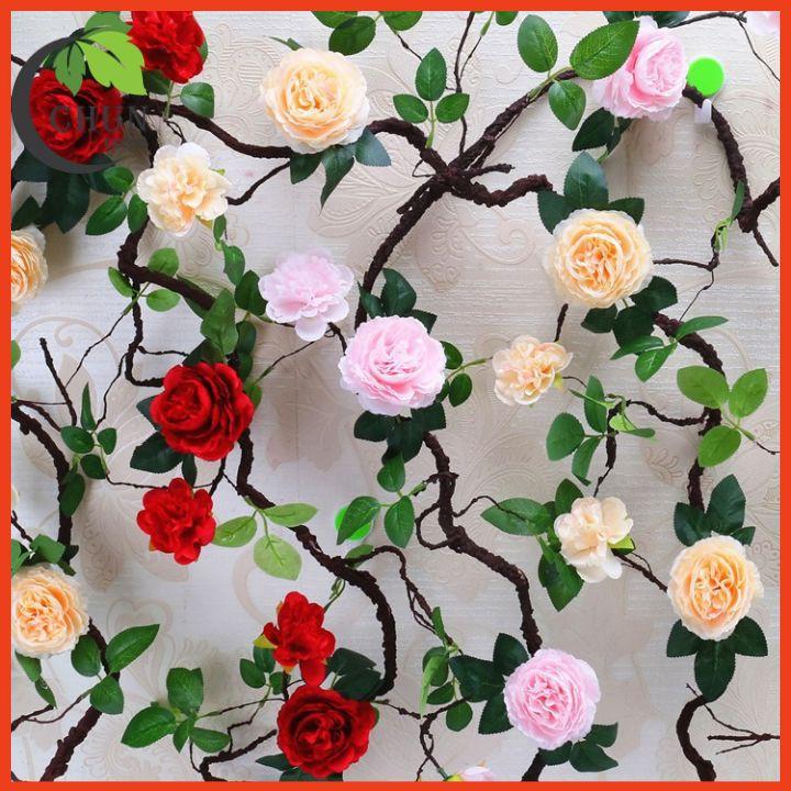 Dây hoa Hồng leo giả - Nhiều màu sắc – Dài 1m8 –Thân lõi thép dễ uốn decor theo ý thích - Cây giả, hoa lụa trang trí DIY