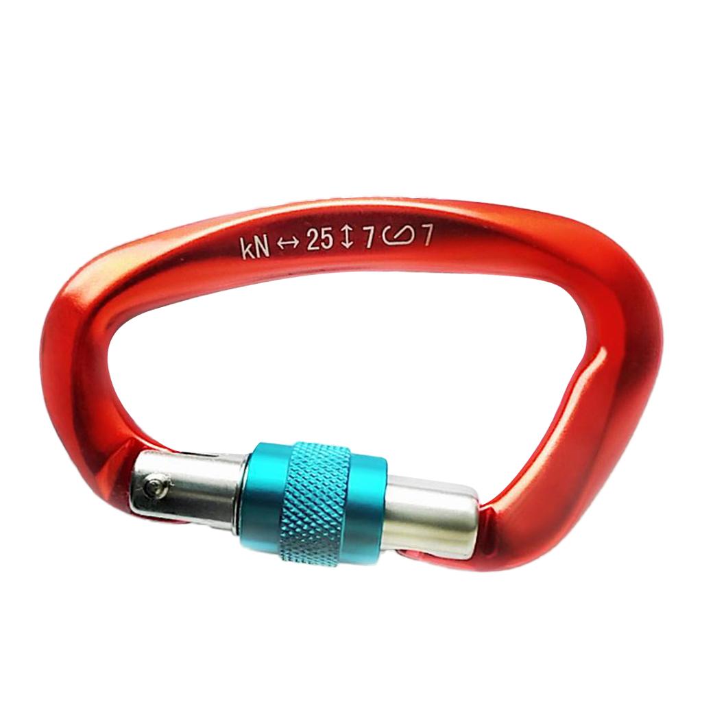 25KN Screw Locking Carabiner Aluminum Rock Climbing Descending Buckle Hook Outdoor Sports Hardware