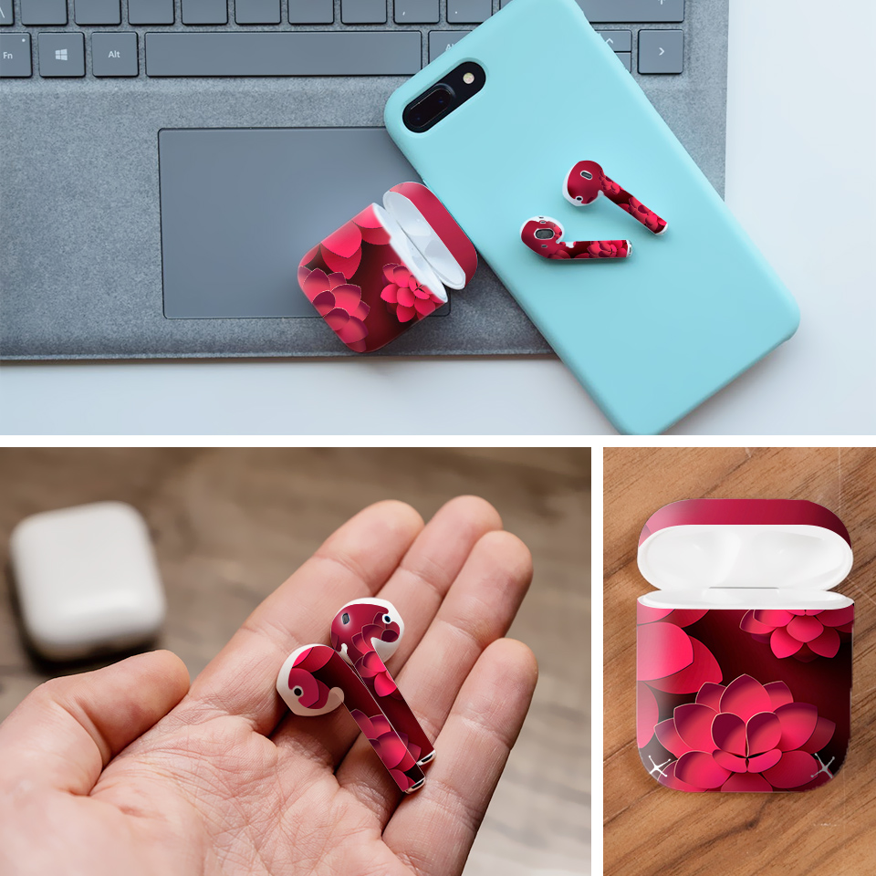 Miếng dán skin chống bẩn cho tai nghe AirPods in hình thiết kế - atk335 (bản không dây 1 và 2)