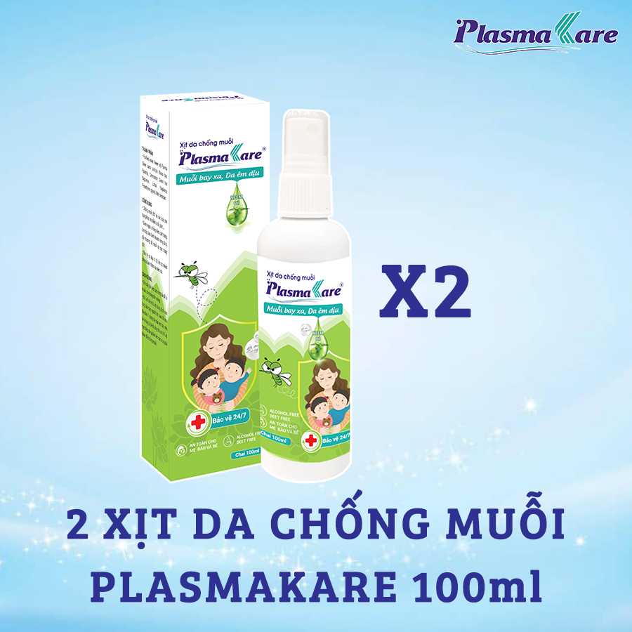 Combo 2 xịt chống muỗi PlasmaKare xua đuổi Muỗl, xẹp vết đốt, Viện Sốt rét - KST -Côn trùng TƯ đã chứng nhận hiệu quả