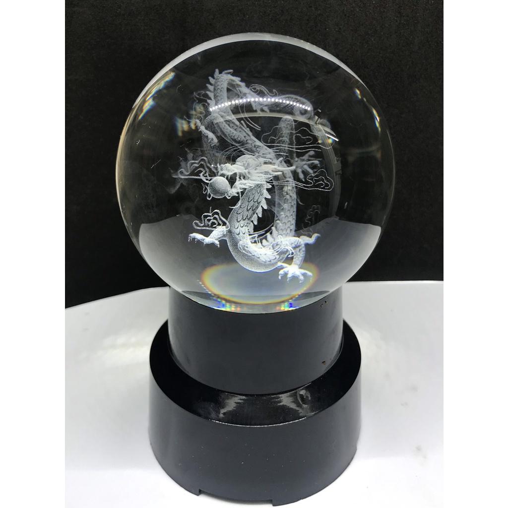 Quả Cầu Pha Lê Phong Thủy 3D Hình Rồng Thông Đèn -  Đồ Lưu Niệm Phong Thủy - Quả Cầu Dragon Gắn Đèn