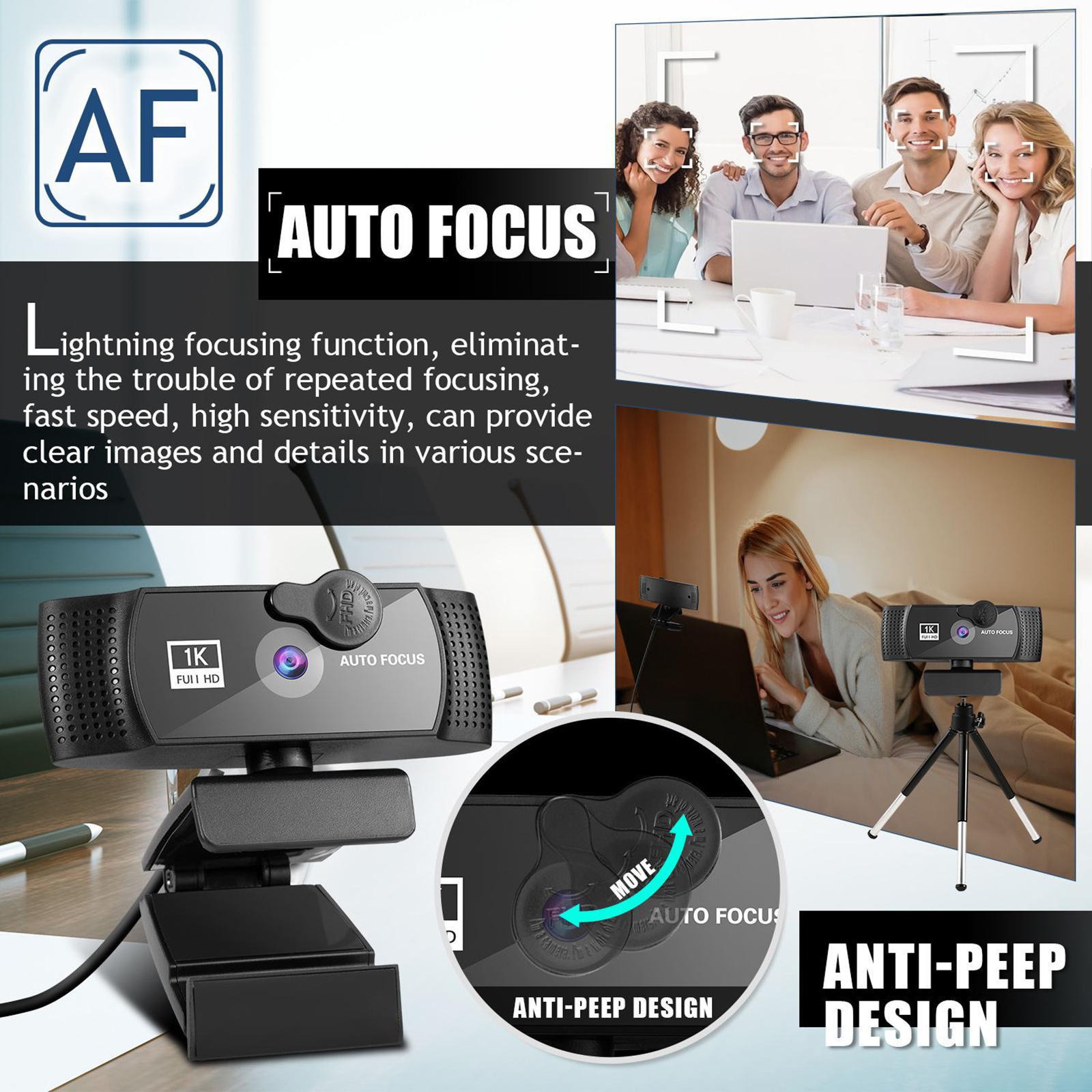 Webcam 1080p HD w/ Noise-Cancelling Microphone USB for Gaming PC Desktop