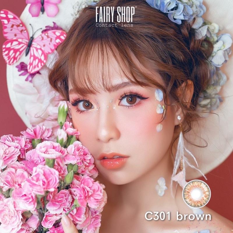 Áp Tròng Cao Cấp Wannabe Brown C301 14.0mm - Kính Áp Tròng FAIRY SHOP CONTACT LENS độ 0 đến 6