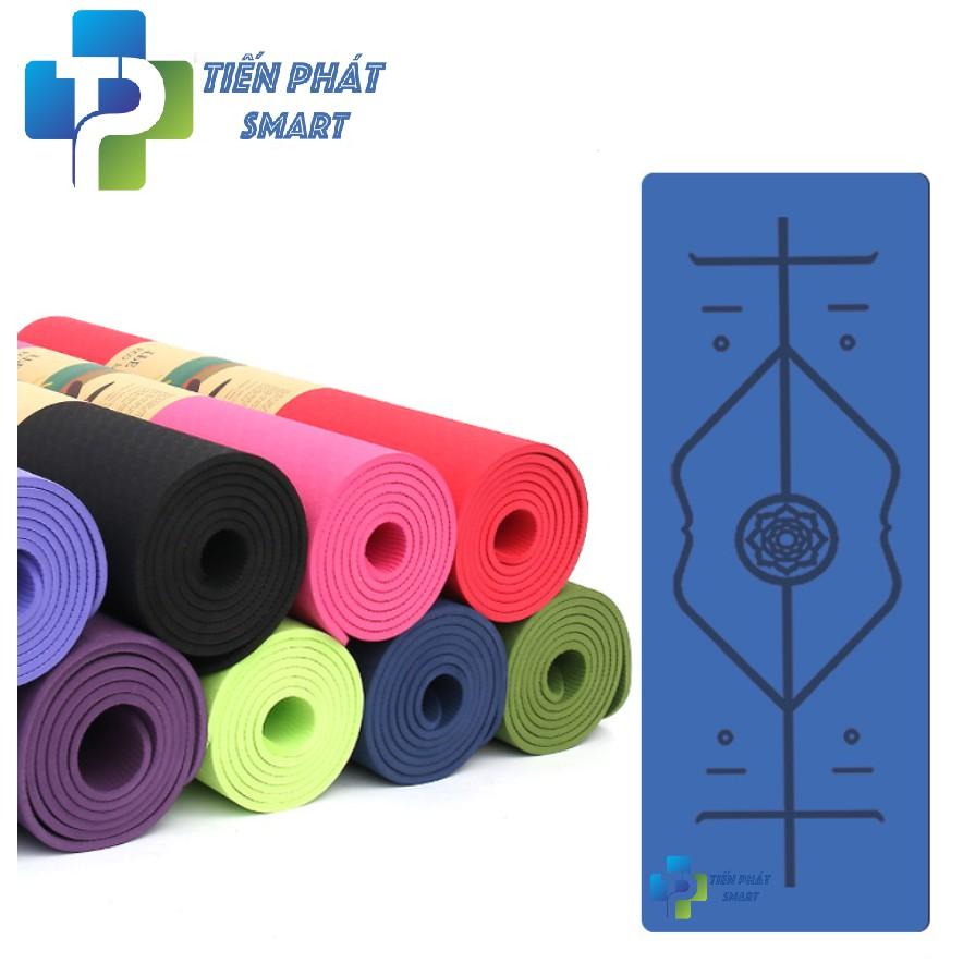 Thảm Tập Yoga Gym TPE 6MM Định Tuyến Cao cấp Siêu bền Chống trơn trượt Tặng Dây buộc