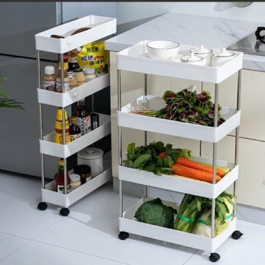 Kệ Đựng Đồ Đa Năng 4 Tầng Khung Inox Có Bánh Xe Chuyên Dụng