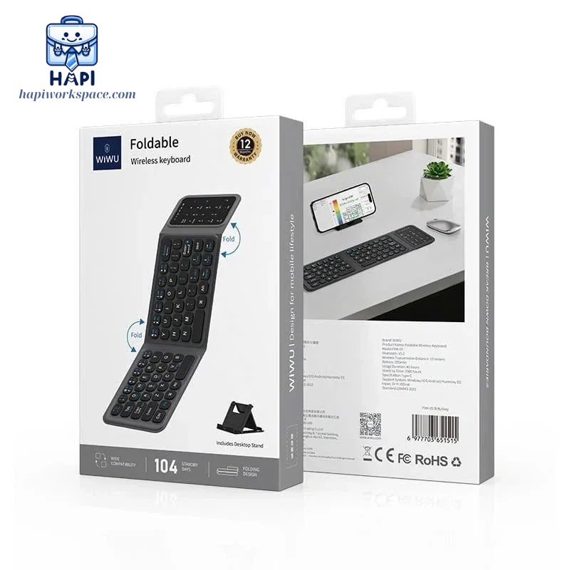 Bàn phím gập hàng hàng chính hãng WiWU FMK-05 siêu gọn, khớp gập chắc chắn, cảm giác gõ êm ái