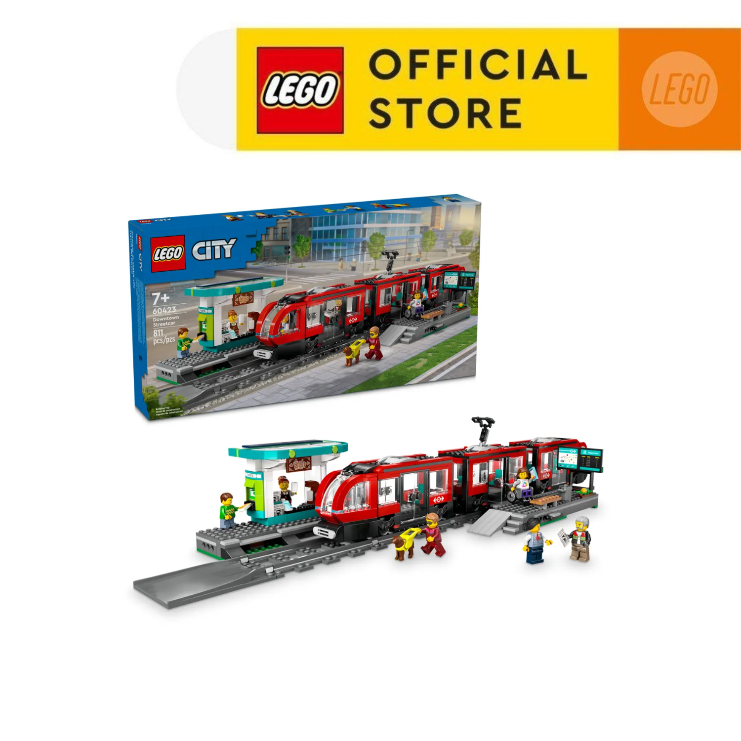 LEGO CITY 60423 Đồ Chơi Lắp Ráp Tàu Điện &amp; Nhà Ga Thành Phố (811 Chi Tiết)