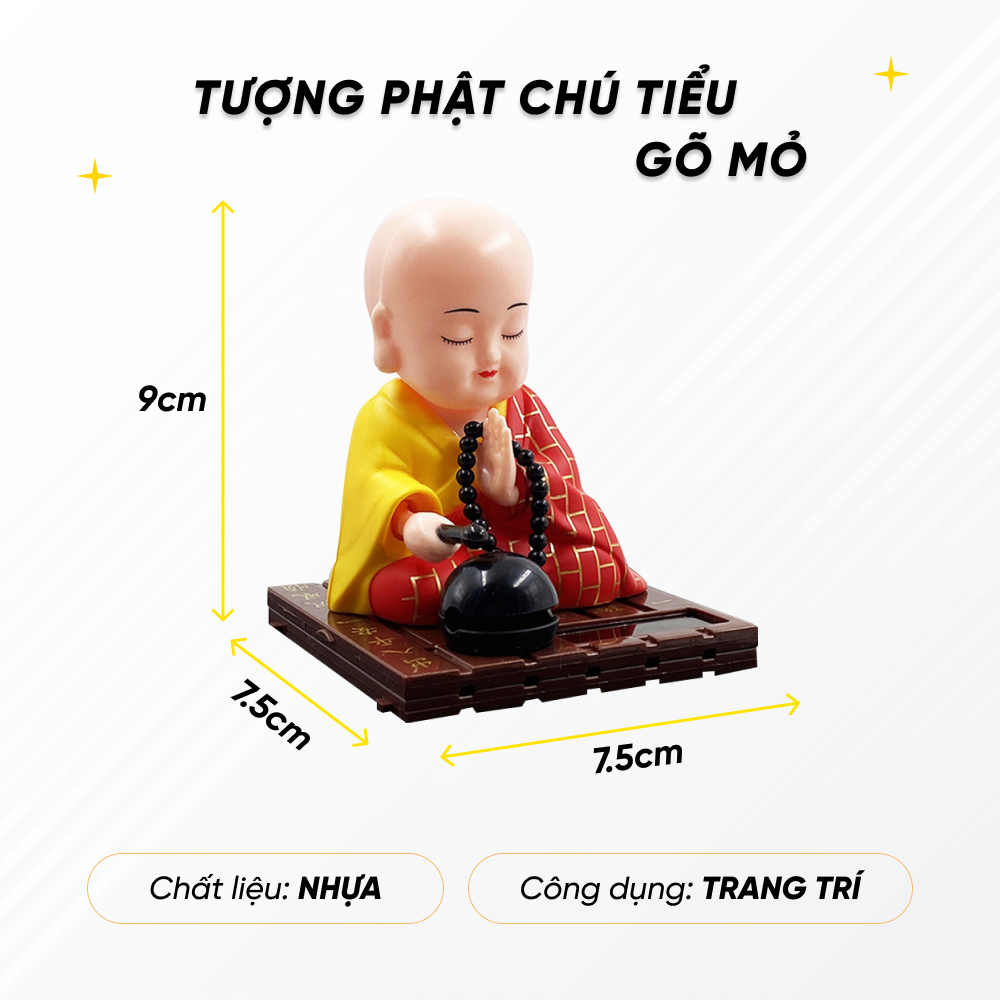 Tượng Sư Thầy Gõ Mõ Gật Đầu Trang Trí Phong Thủy | Tượng Trang Trí Nhà Cửa, Bàn Làm Việc, Taplo Xe Ô Tô Cầu Bình An, Hạnh Phúc, Mọi Điều May Mắn