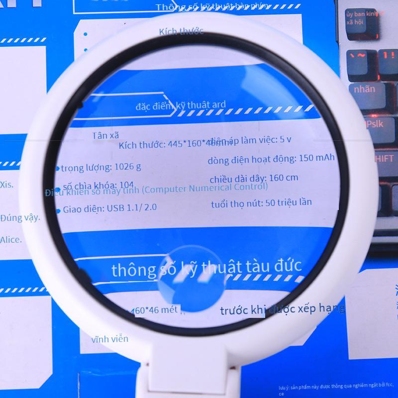 Phong cách mới nhất 90mm máy tính để bàn cầm tay có thể gập lại 8 đèn LED kính lúp cắm USB đọc sách đọc bảo trì bảng mạch 10 lần