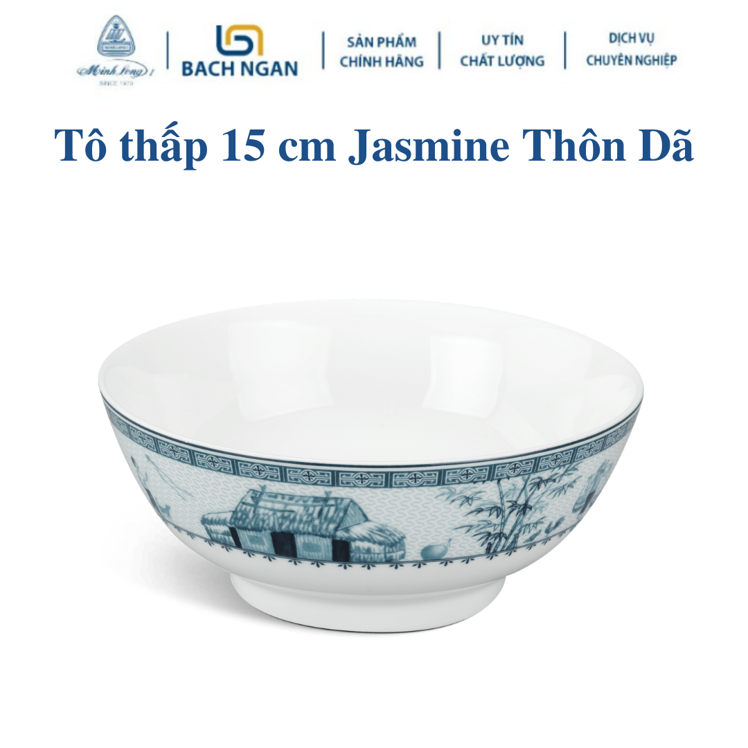 Tô thấp Minh Long 15 cm Jasmine Thôn Dã - Bằng sứ, Hàng Đẹp, Cao Cấp, Dùng Trong Gia Đình, Đãi Khách, Tặng Quà Tân Gia