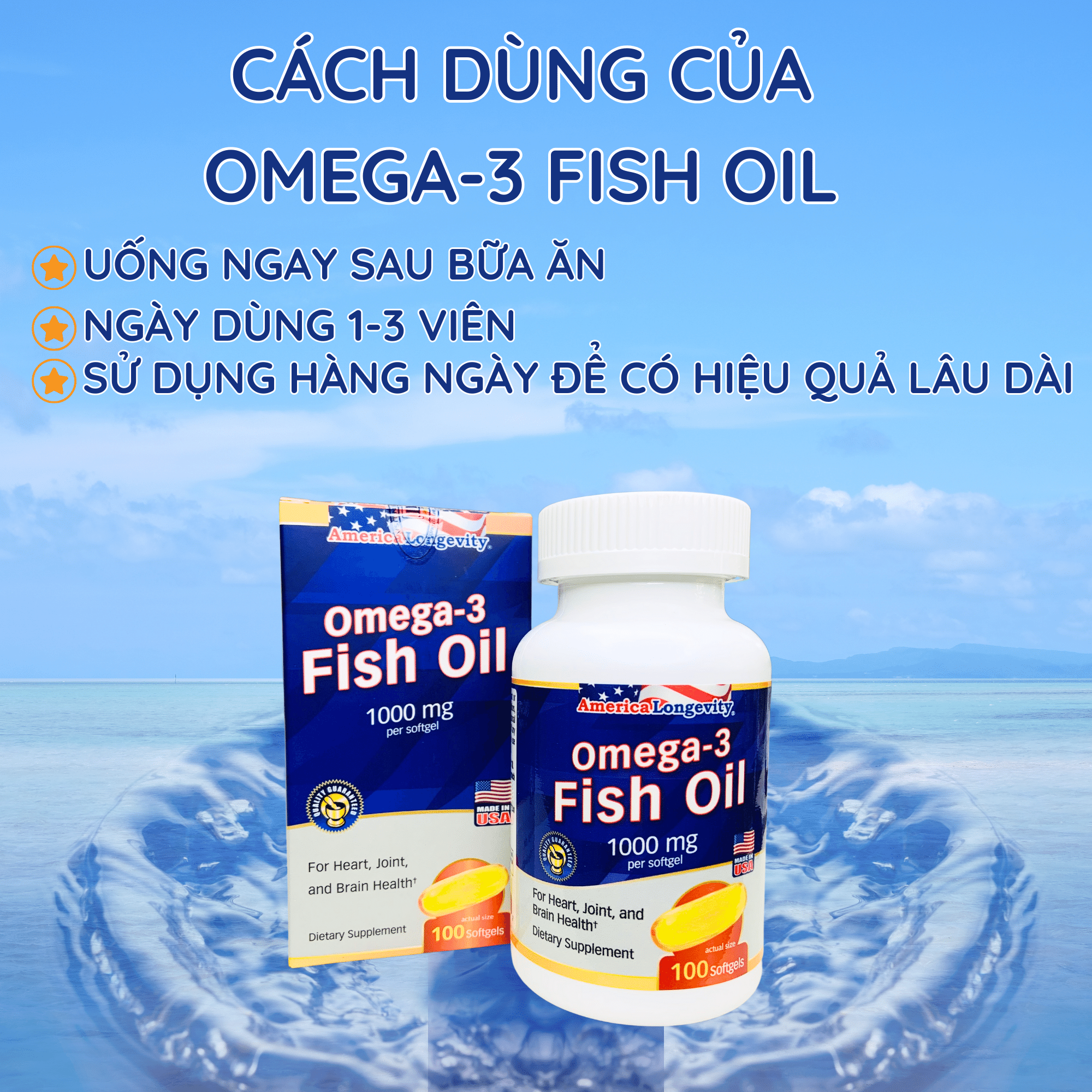 Dầu Cá Omega 3 Mỹ Fish Oil Giúp Bổ Mắt, Não, Tim