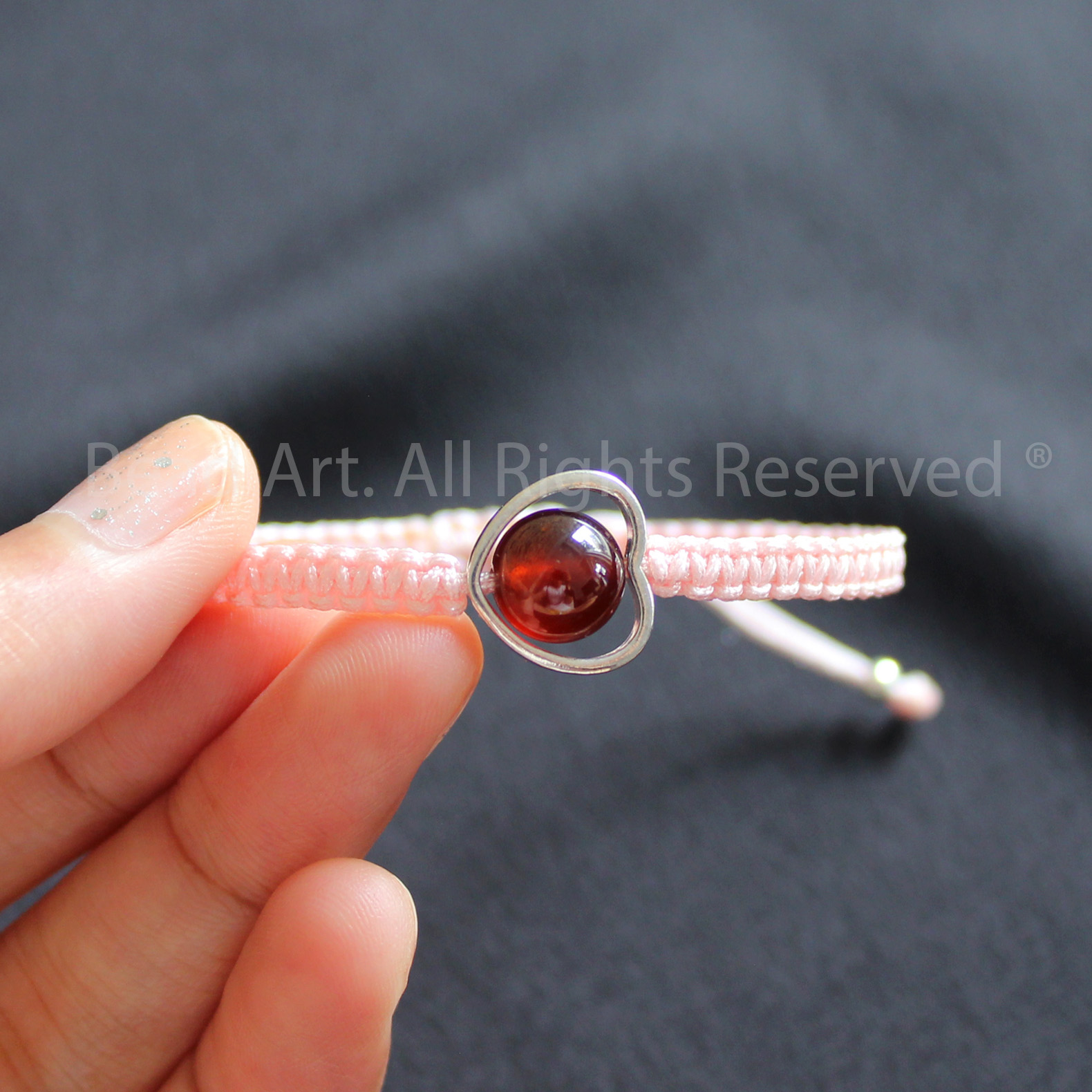 Vòng Tay Thắt Dây Đá Garnet Màu Hồng Lựu Bạc 925 Loại AA, Vòng Tay Phong Thuỷ, Chuỗi Hạt, Hoả, Thổ - Bead Art