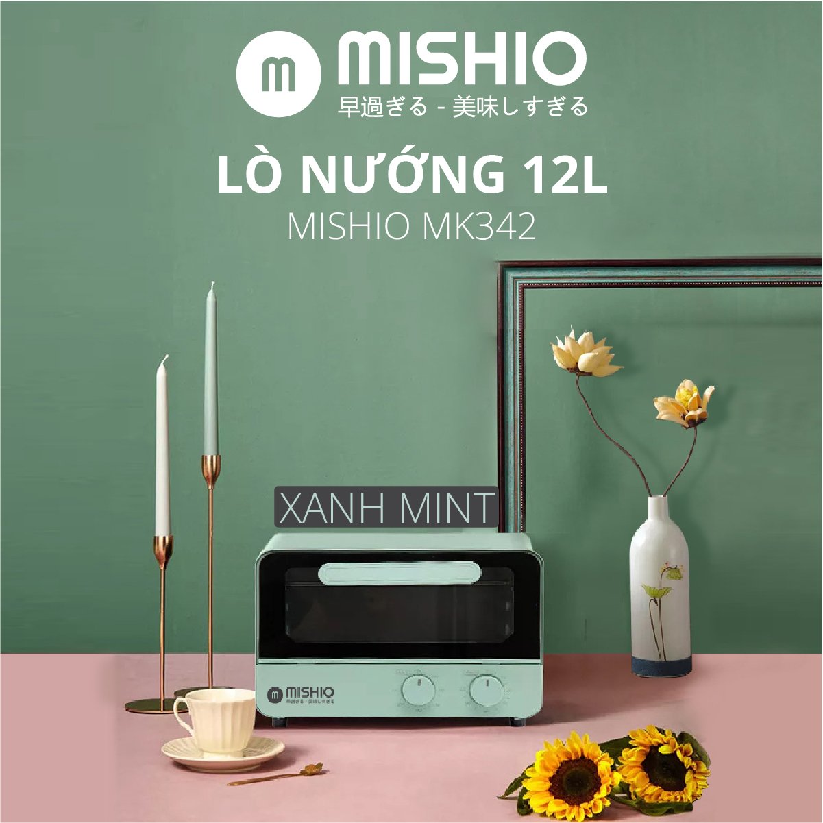 Lò nướng 12L Mishio MK342 dải nhiệt 60-230 độ