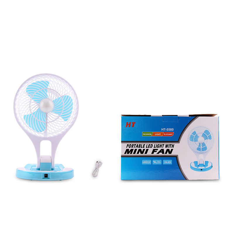 Quạt tích điện mini Fan kèm đèn LED siêu sáng