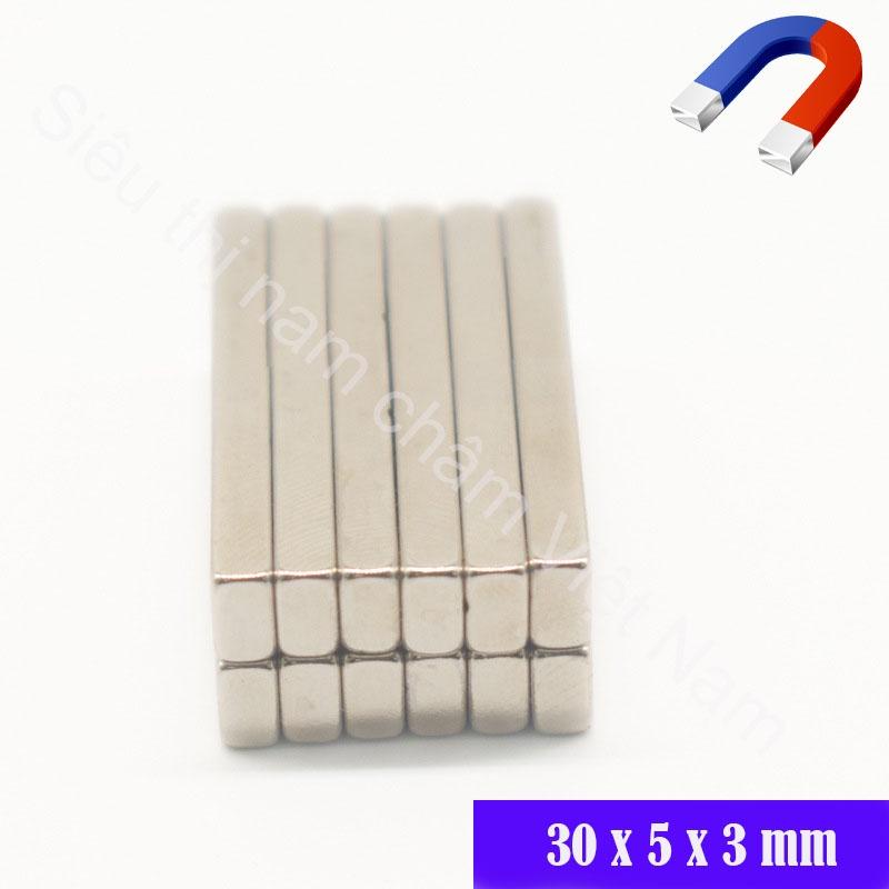 Nam châm vĩnh cửu kích thước 30x5x3mm set 10 viên, nam châm siêu hít