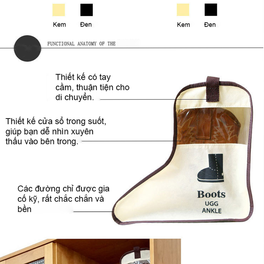 Túi Đựng Giày Boots Phong Cách Hàn Quốc, Có Hai Ngăn Riêng Biệt Cho Từng Chiếc Giày