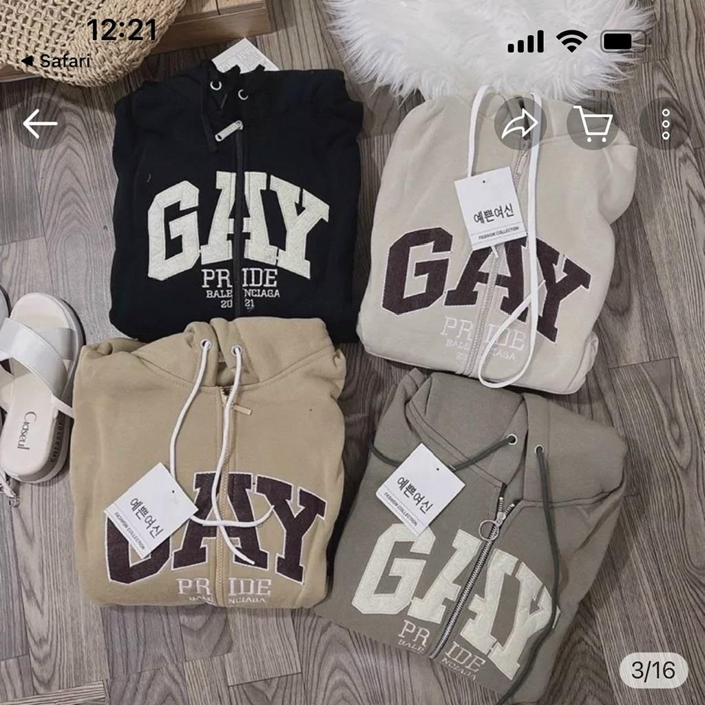Áo Hoodie Zip Nỉ Ngoại Xuất Khẩu GAY - Áo Khoác Nỉ dây kéo nam nữ UNISEX
