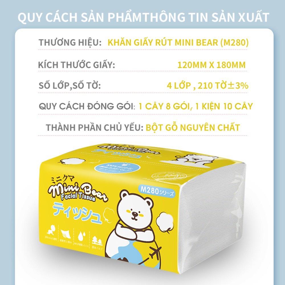 COMBO 8 Gói Khăn Giấy Rút Mini Bear Nhật Bản Bỏ Túi Du Lịch Siêu Mềm Mịn An Toàn Cho Bé Gói 210 tờ x 4 lớp