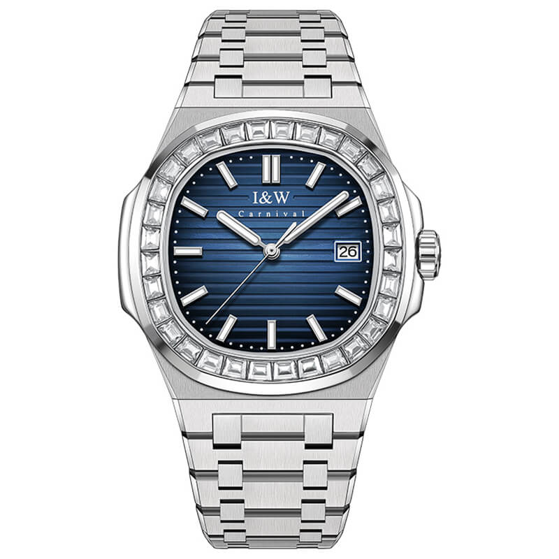 Đồng hồ nam chính hãng IW CARNIVAL IW721G-1 Kính sapphire ,chống xước ,Chống nước 50m ,Bảo hành 24 tháng,Máy cơ ,dây kim loại thép không gỉ 316L, mặt xanh thiết kế đơn giản dễ đeo