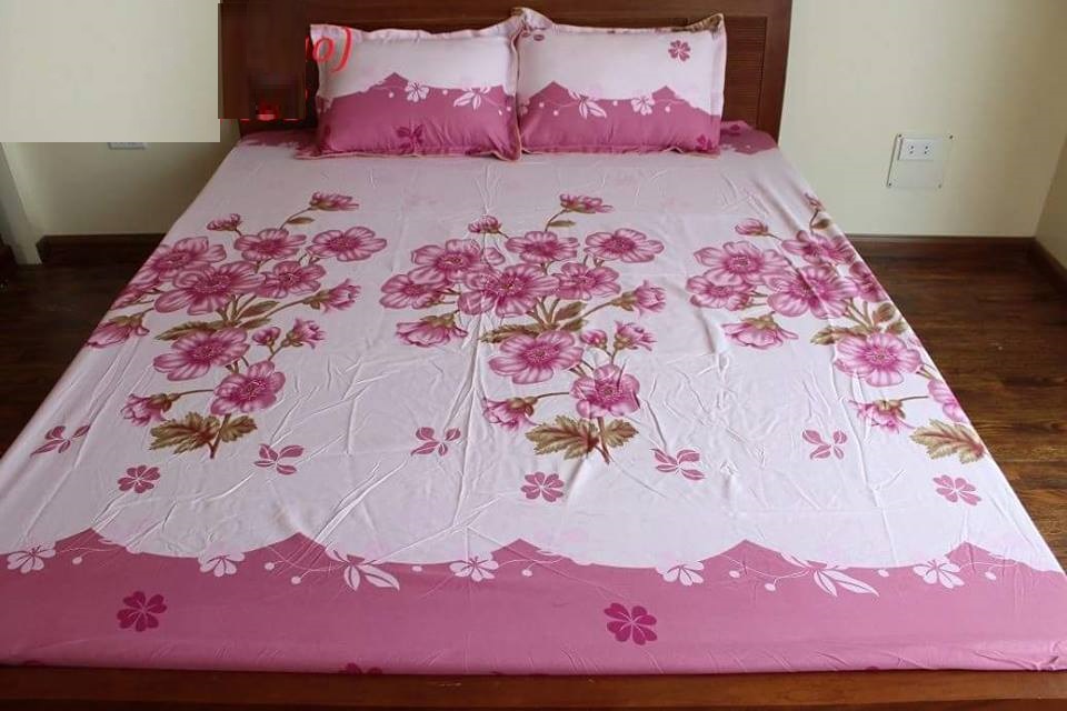 Set 3 món ga gối Poly cotton PL2  Đào hồng + Tặng 1 vỏ gối ôm