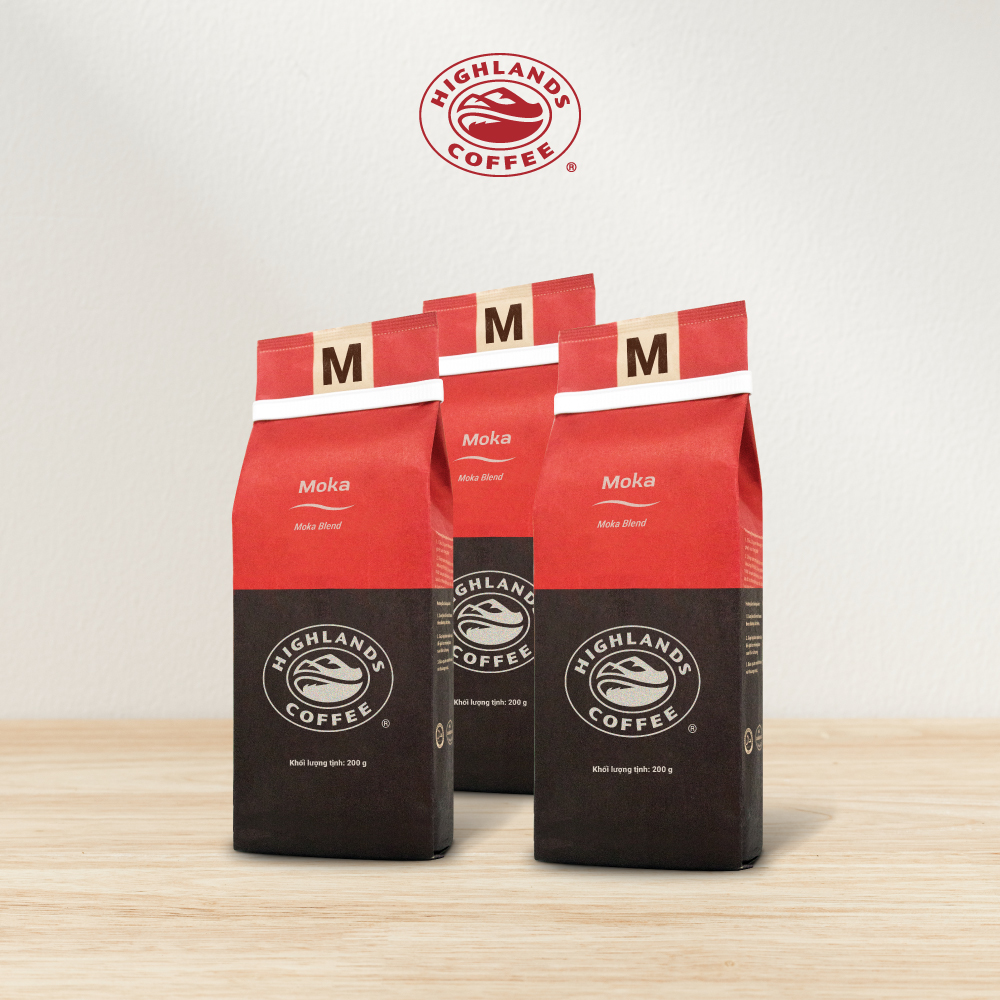 Combo 3 gói Cà Phê Rang Xay Moka Highlands Coffee (200g)