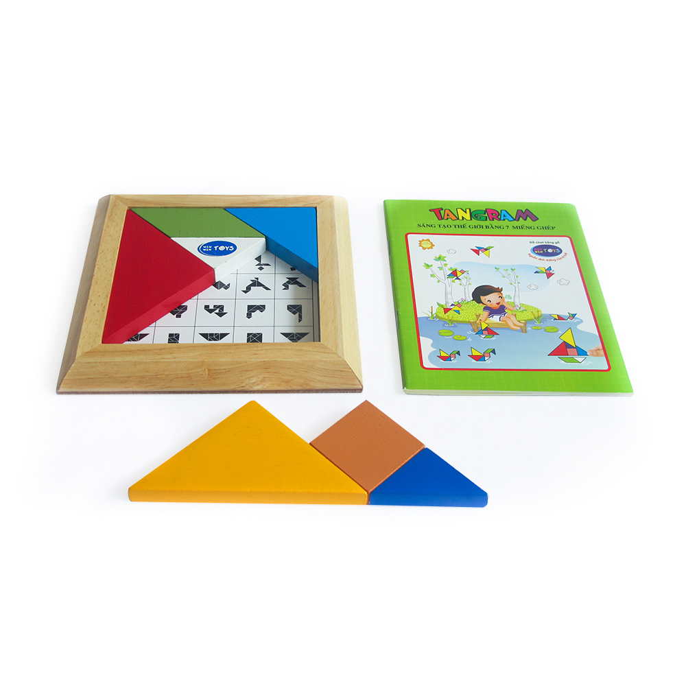 Đồ chơi trí uẩn 7 mảnh, Tangram đôi, đơn - Đồ chơi gỗ Winwintoys