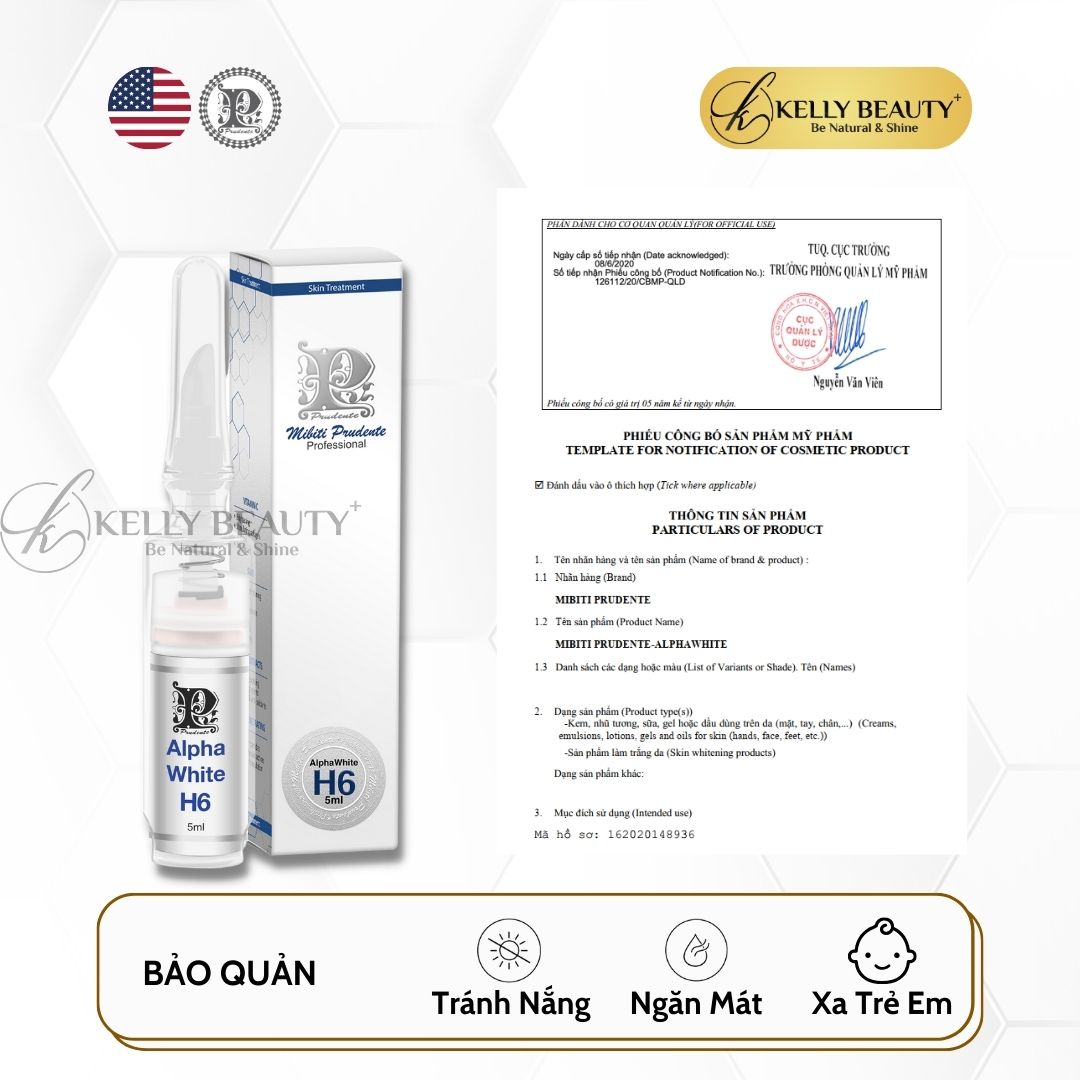 Kem Dưỡng Mibiti Prudente Alphawhite H6 - Cải Thiện Da Tăng Sắc Tố, Mờ Thâm Sạm Nám | Kelly Beauty